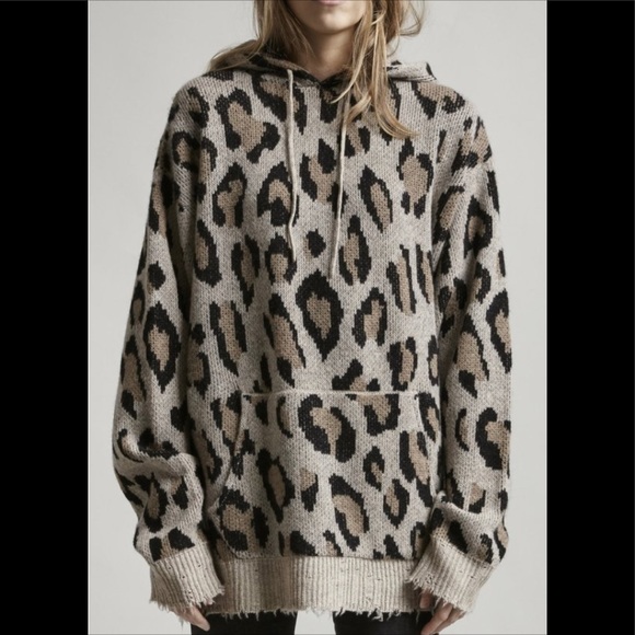 hooded sweatshirt oversized cheetah sweater